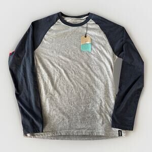 prAna Men’s Baseball Raglan Long Sleeve Tee Medium Heather Gray NWT M